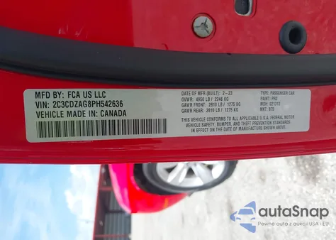 2023 Dodge Challenger Sxt from USA, damaged, VIN 2C3CDZAG8PH542636